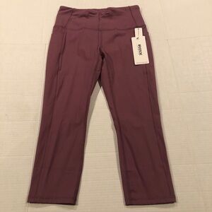 RBX Women’s Size S, Ultra Luxe Velvety Smooth Capri Leggings, Dark Pink, NWT